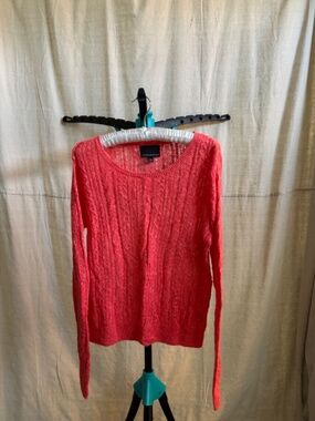 Cynthia Rowley Cotton & Linen Summer Sweater- Coral- Size L- Beach Ready!